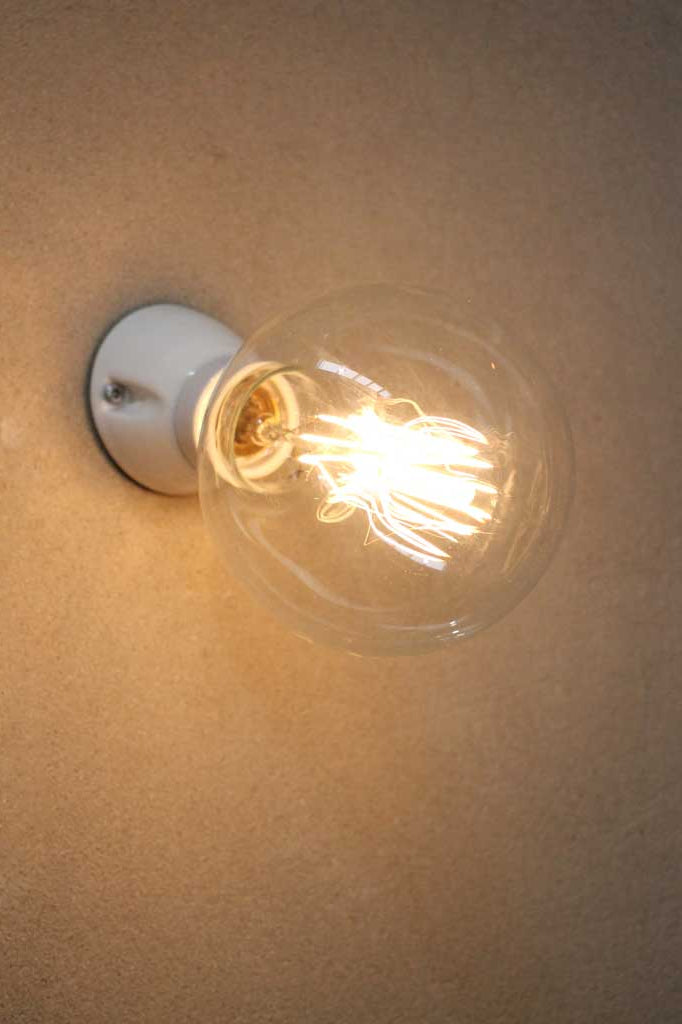 Ceramic batten holder in glazed white