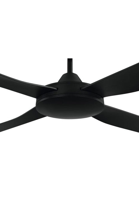 Close up of the black ceiling fan with no light 