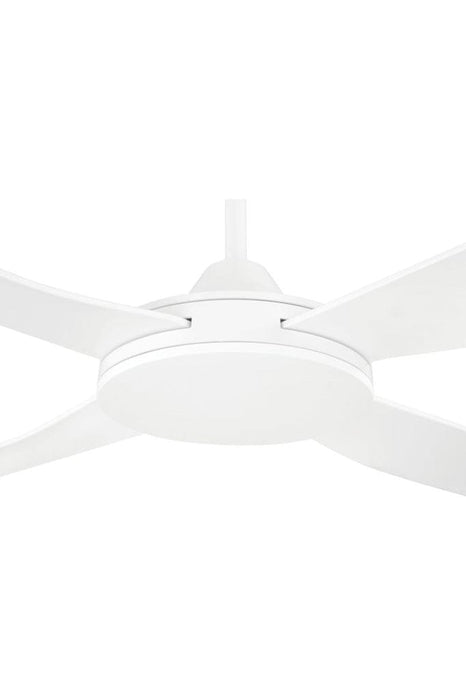 Close up of the white ceiling fan with no light 