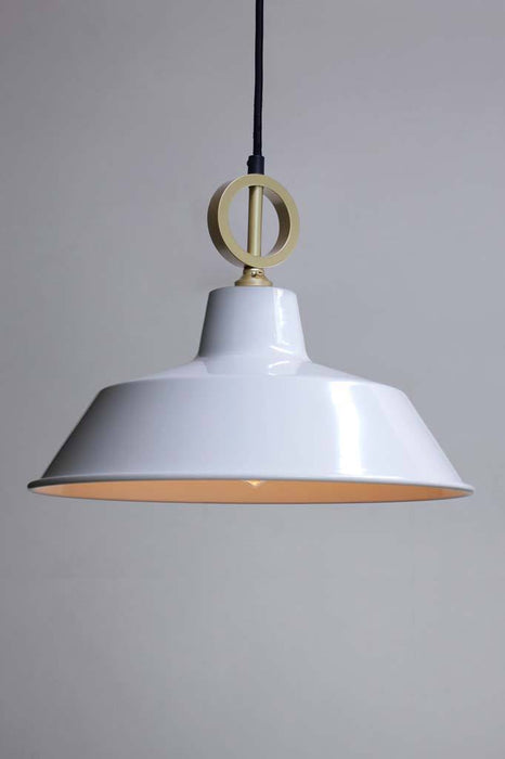 White pendant light with gold cord without disc