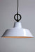 White pendant light with black cord without disc