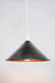 White pendant with steel cone shade