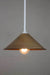 White pole pendant with brass cone shade