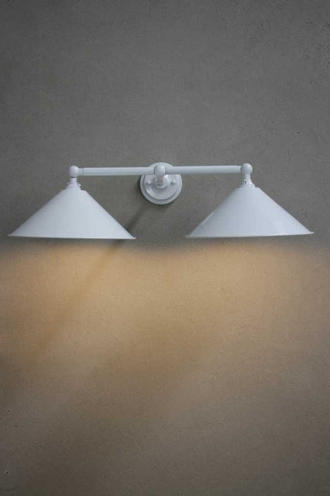 White double arm sconce with white shades