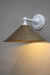 White steel arm wall light with aged brass wall light