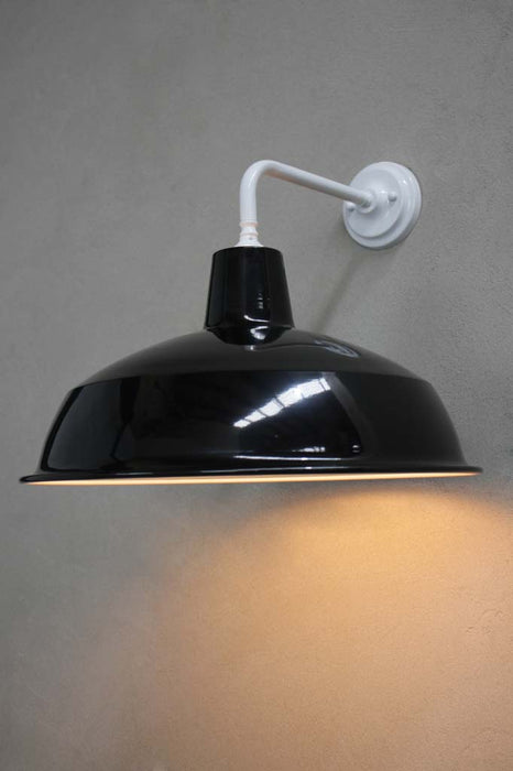 White steel sconce with black shade
