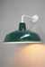 White steel sconce with green shade
