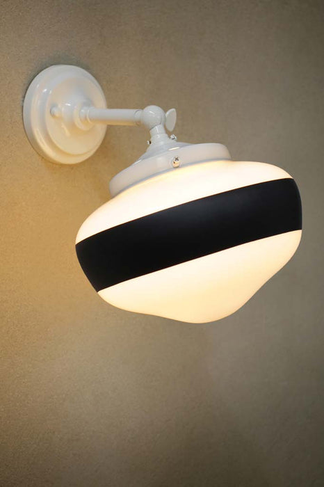 White wall light with small opal one stripe shade