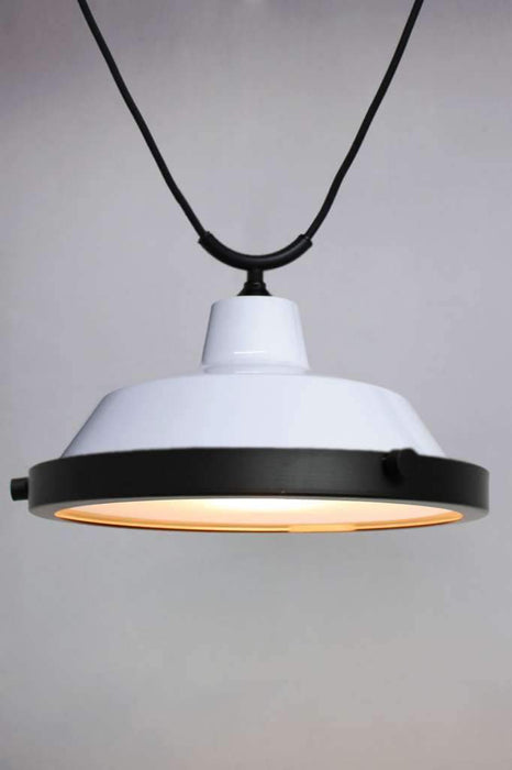 White pendant light with flat frosted cover
