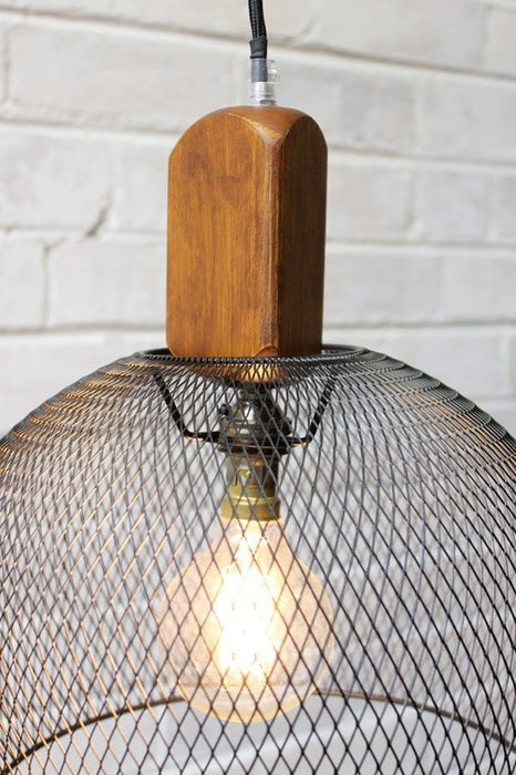 Woodtop basket pendant light