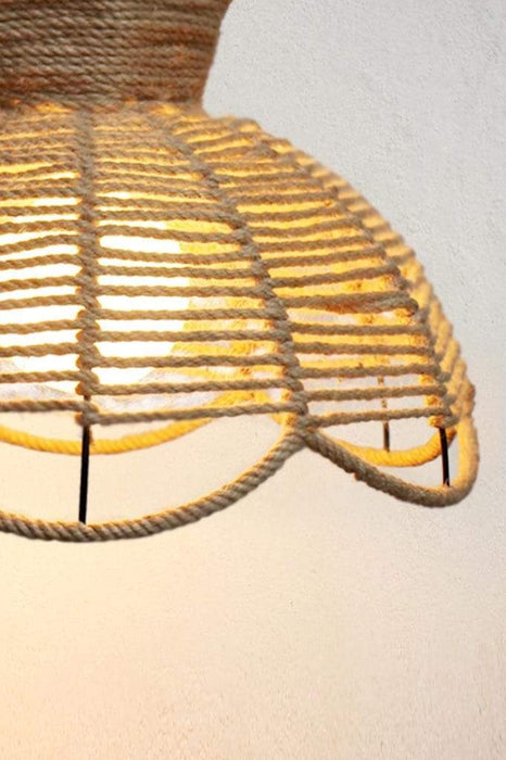 Beach house style wall lamp with rope shade