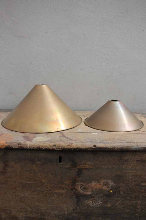Aged brass cone shade in two sizes