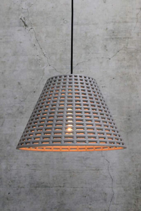 Concrete basket pendant light