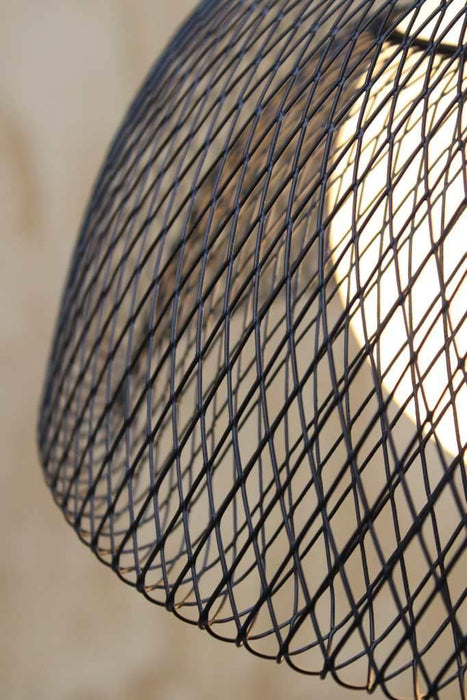 Crosshatch wire basket shade detail