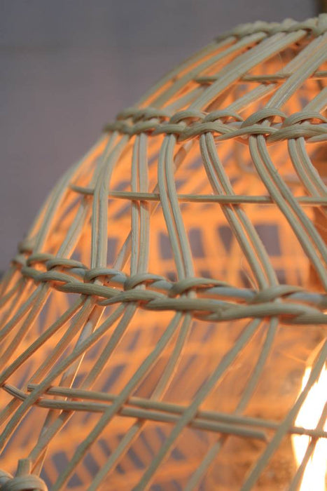 closeup of rattan shade