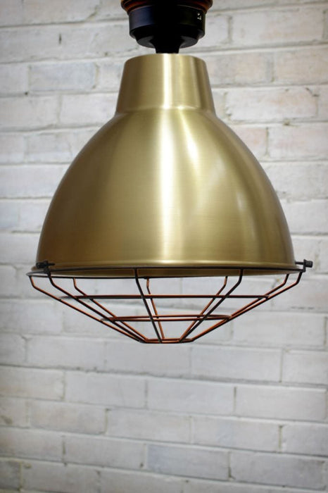 Bright brass flush mount with cage