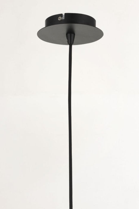black ceiling rose with single cord outlet on a white background