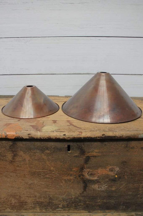 Copper cone shades for pendant wall lights
