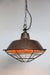 Copper industrial pendant lighting side entry chain black cage