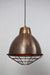 Loft copper pendant light with round cord and cage guard