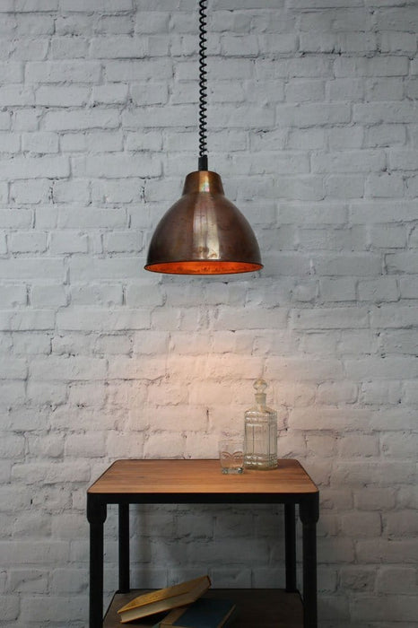 Copper rise and fall pendant light