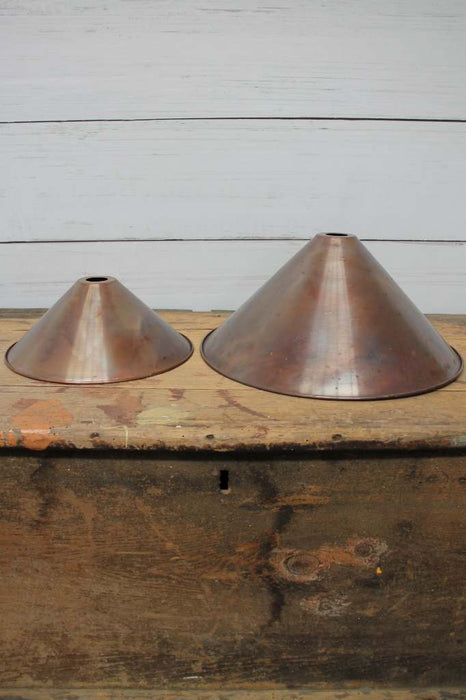 Aged copper cone shades small and large