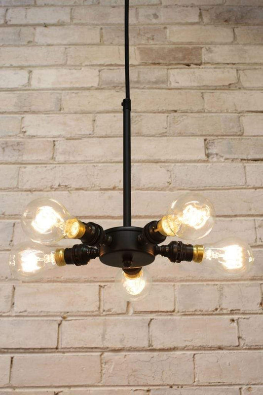 bare-bulb five light pendant