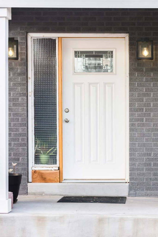 front door black steel and clear glass wall lighting