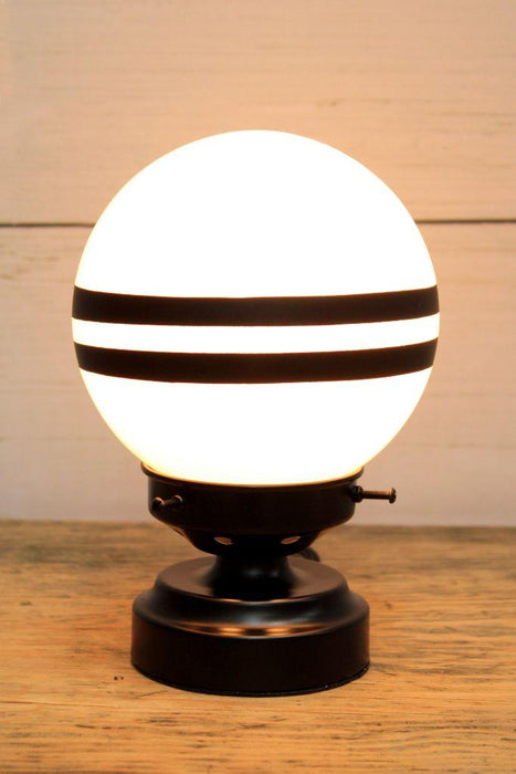 glass ball lamp with 2 painted stripes