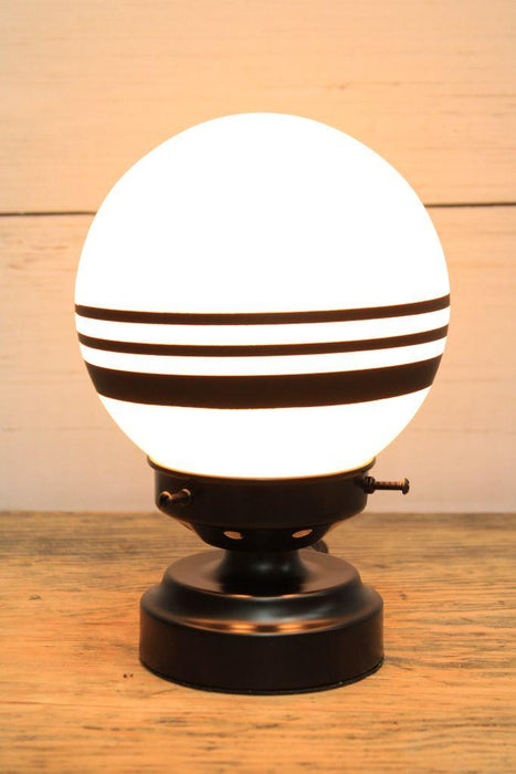 glass ball lamp with 3 painted stripes