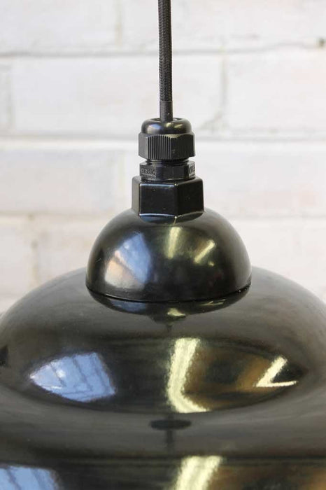 Industrial pendant light with black enamel shade