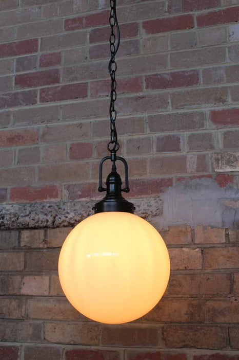 Large hand blown glass shade milky glass shade with pendant light