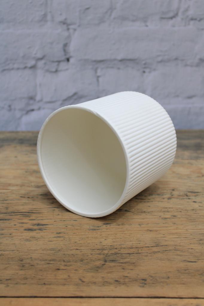 Interior view of ribbed ceramic shade. 