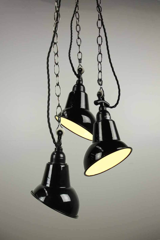 P485 three light pendant black light retro cafe lighting interior design vintage