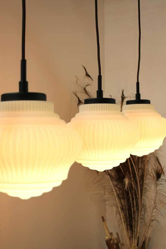 P494 odeon glass multi light three pendant multi light vintage art deco design home house retro lighting three angle