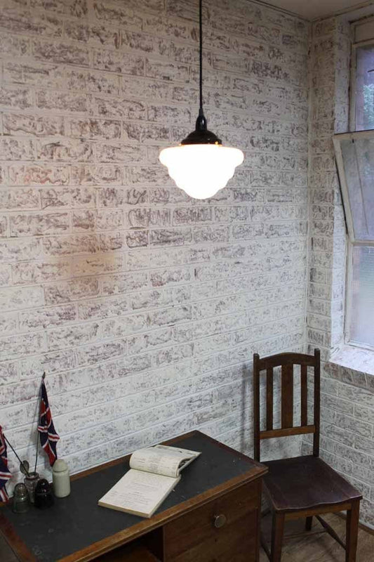 Vintage style lighting schoolhouse pendant beehive glass shade