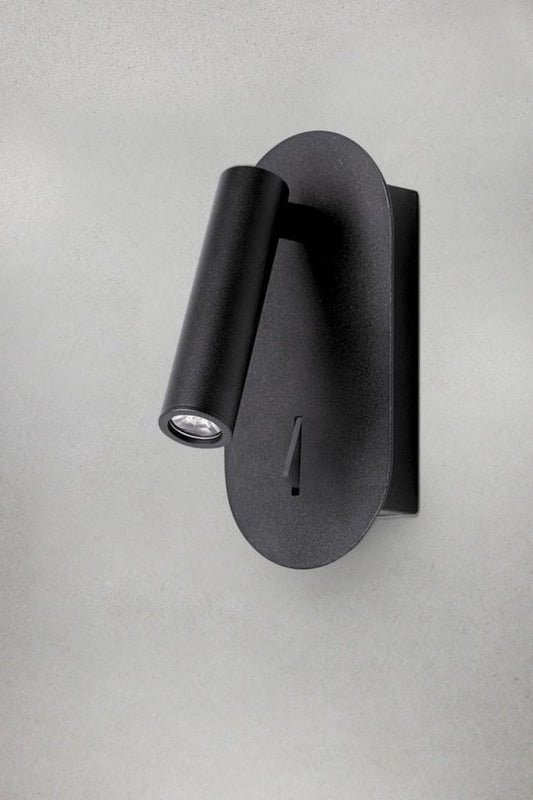Rounded black wall spotlight on concrete background