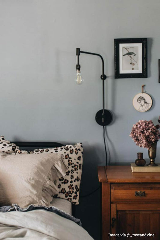Matt black wall light wing arm vintage lighting