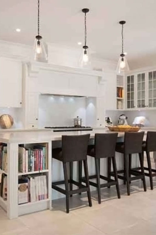 glass light over kitchen table