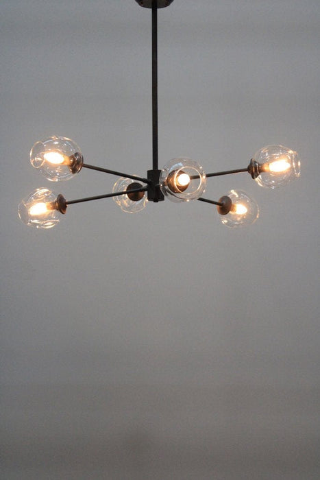 Six light chandelier with black finish