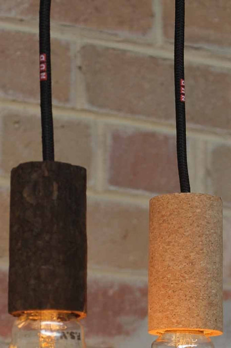 Nud lamp holders in upcycled cork in sand and soil colour
