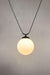 Medium round opal glass shade with trapeze pendant cord