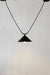 Small black steel cone shade on trapeze pendant