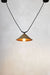 Small aged brass cone shade on trapeze pendant