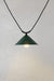 Small green steel cone shade on trapeze pendant