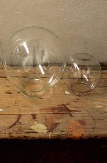 Small, mediumclear glass ball shades