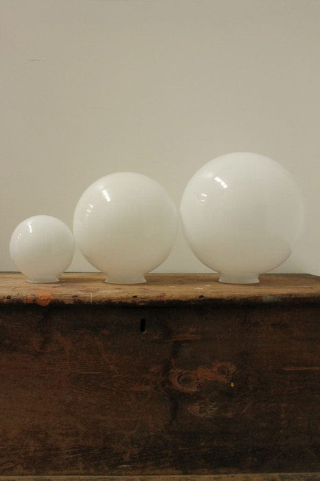 Opal glass ball shades in three sizes