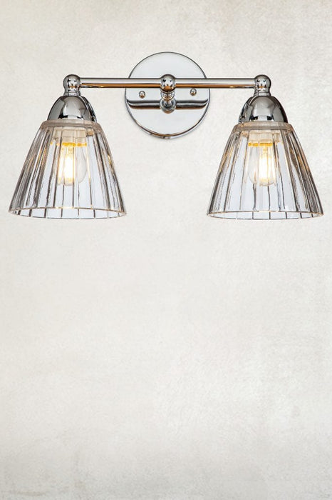 Double chrome and glass wall light