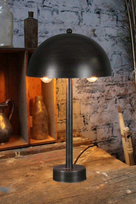 Mid-century style table lamp in antique zinc finish