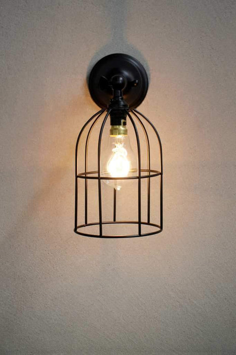 Wall mounted cage light with black finish
